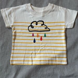 Hanna Andersson White and Yellow Striped Tee with Cloud Design, NWOT